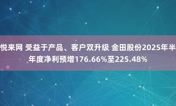 悦来网 受益于产品、客户双升级 金田股份2025年半年度净利预增176.66%至225.48%
